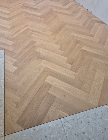 Old Canvas by ME Floor. 2-Layer Oak Herringbone Delivers Unmatched Scandinavian Decor and Finish Durability